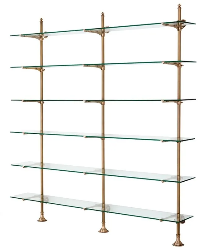 Casa Padrino designer double wall shelf antique brass 220 x 41 x H. 240 cm - luxury living room furniture Bestpreis