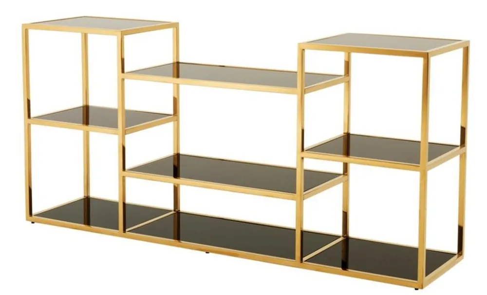 Sonderangebot Casa Padrino luxury console gold with black glass 160 x 38 x H. 75 cm - Designer Collection