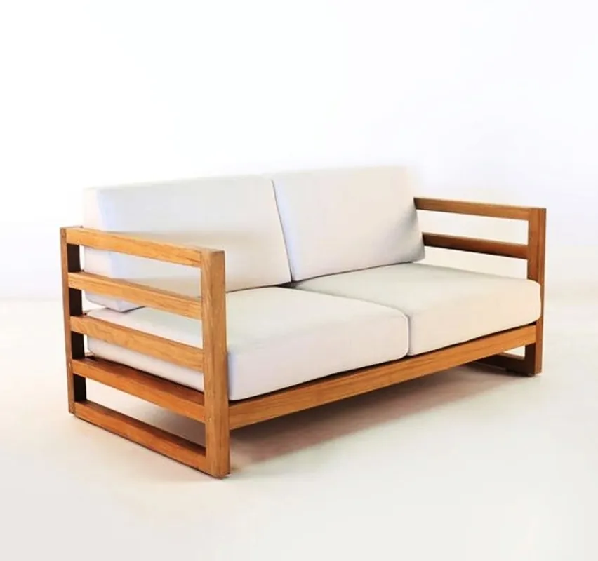 Casa Padrino Garden 2-seater sofa "Miami" Rustic white-cream / brown 140 x 40 x H70 cm - solid oak - real wood furniture solid Beliebt