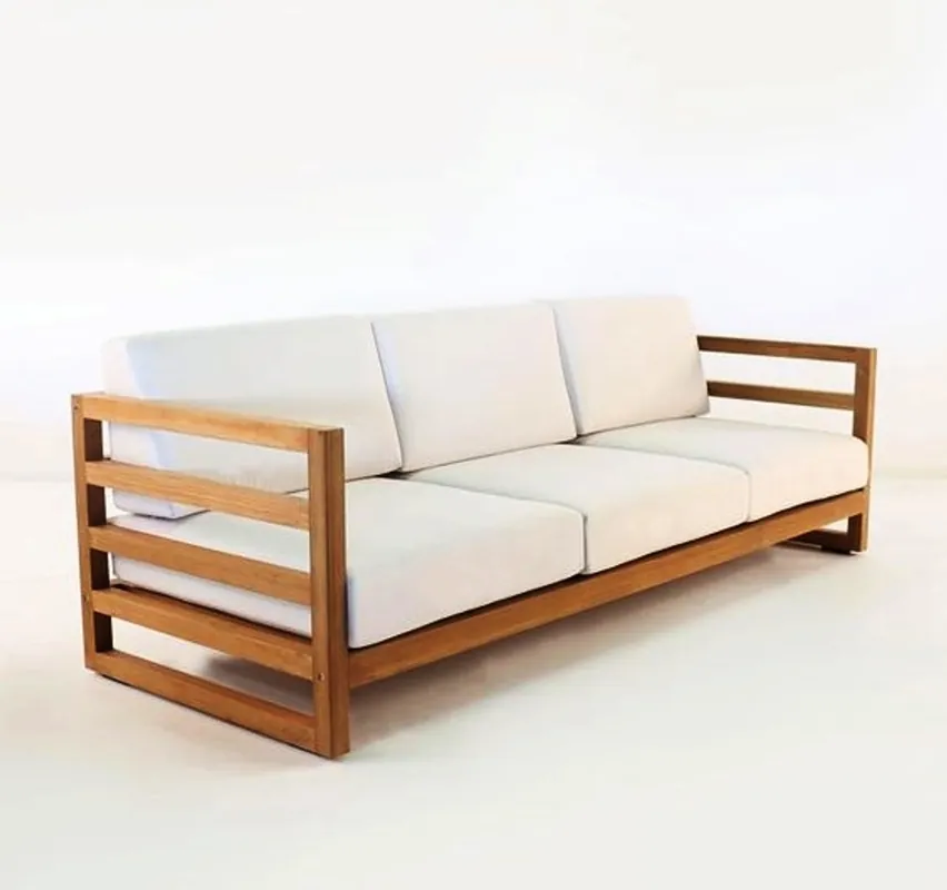 Casa Padrino Garden 3-seater sofa "Miami" Rustic white-cream / brown 200 x 40 x H70 cm - solid oak - real wood furniture solid Super-Preis