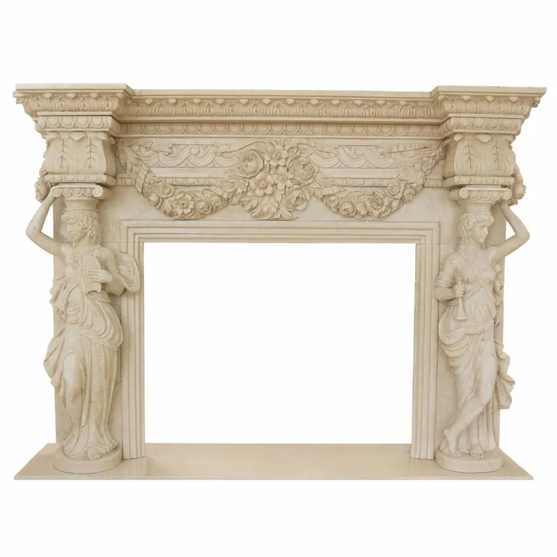 Billig Casa Padrino luxury baroque marble fireplace surround beige 202 x H. 156 cm - Baroque furniture
