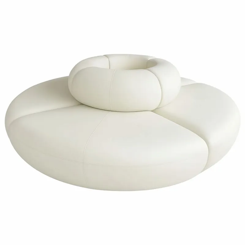 Super-Preis Casa Padrino Luxury Sofa Cream Ø 340 x H. 72 cm - Round Modular Faux Leather Sofa