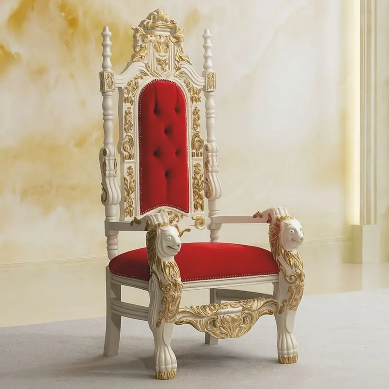 Zertifiziert Casa Padrino Luxury Baroque Throne Armchair Red / Cream / Gold - Baroque Style Furniture