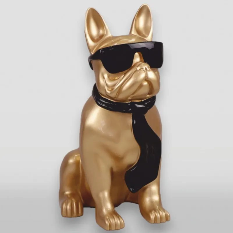 Casa Padrino XXL Decorative Sculpture Bulldog Gold / Black H. 120 cm - Garden Figure Direkt Vom Hersteller