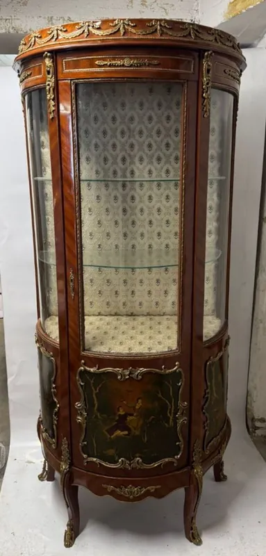 Billig Casa Padrino Barock Vitrine mit Glastür Braun H. 175 cm - Barockstil Möbel