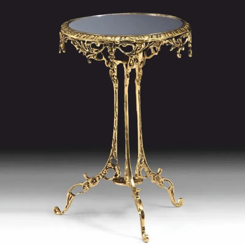 Casa Padrino Luxury Baroque Bronze Side Table with Glass Top Gold H. 49 cm - Baroque Furniture Schneller Versand