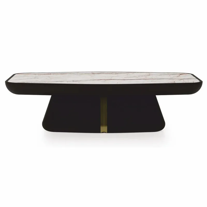 Preiswert Casa Padrino Luxury Coffee Table with Marble Top Dark Brown / Brass / White-Brown 150 cm