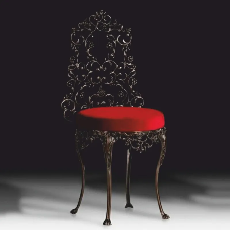 Casa Padrino Luxury Baroque Dining Chair Red / Antique Bronze H. 86 cm - Baroque Furniture Sichere Zahlung