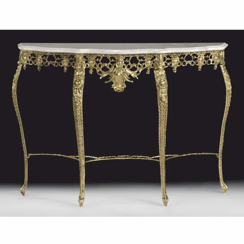 Mega-Angebot Casa Padrino Luxury Baroque Console Table with Marble Top Gold / White 110 x H. 83 cm - Baroque Furniture
