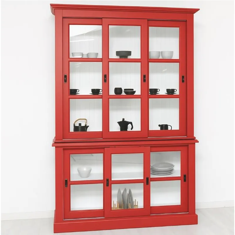Rabatt Casa Padrino country style display cabinet with 6 sliding doors red / white 151 x 47 x H. 220 cm