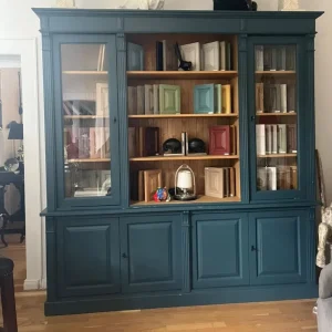 Casa Padrino Country Style Bookcase Blue / Natural 223 x H. 228 cm - Country Style Furniture Nur Heute