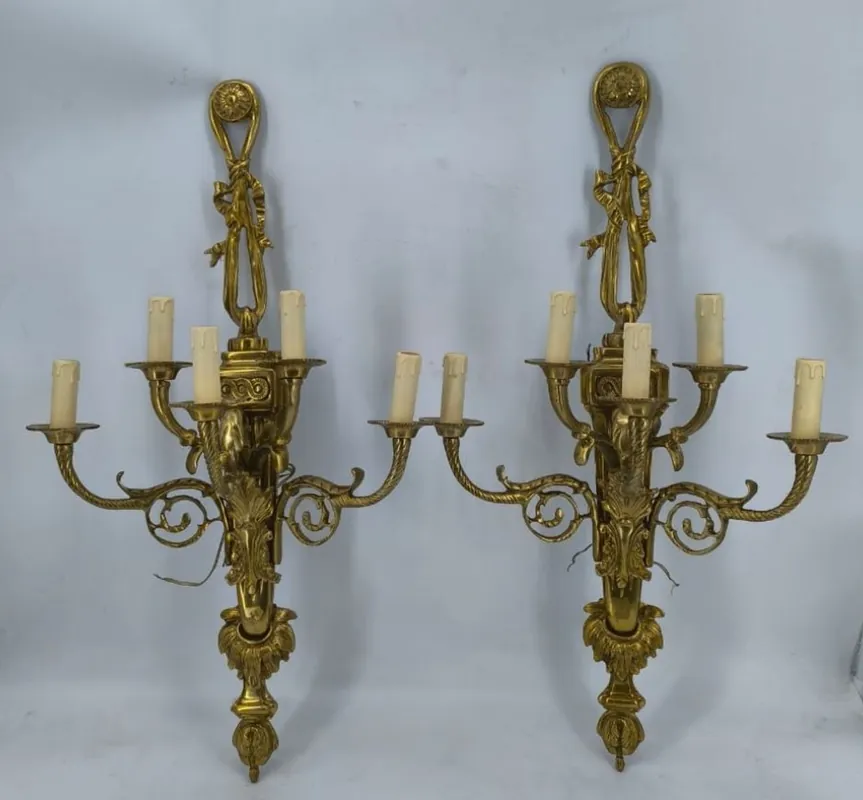Casa Padrino Baroque Wall Light Set Gold H. 86 cm - Baroque Wall Deco Heißes Angebot