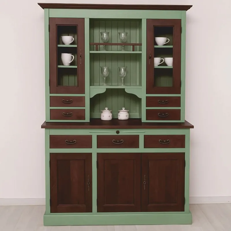 Casa Padrino country style dining room cabinet light green / dark brown 138 x H. 197 cm Neu Im Sortiment