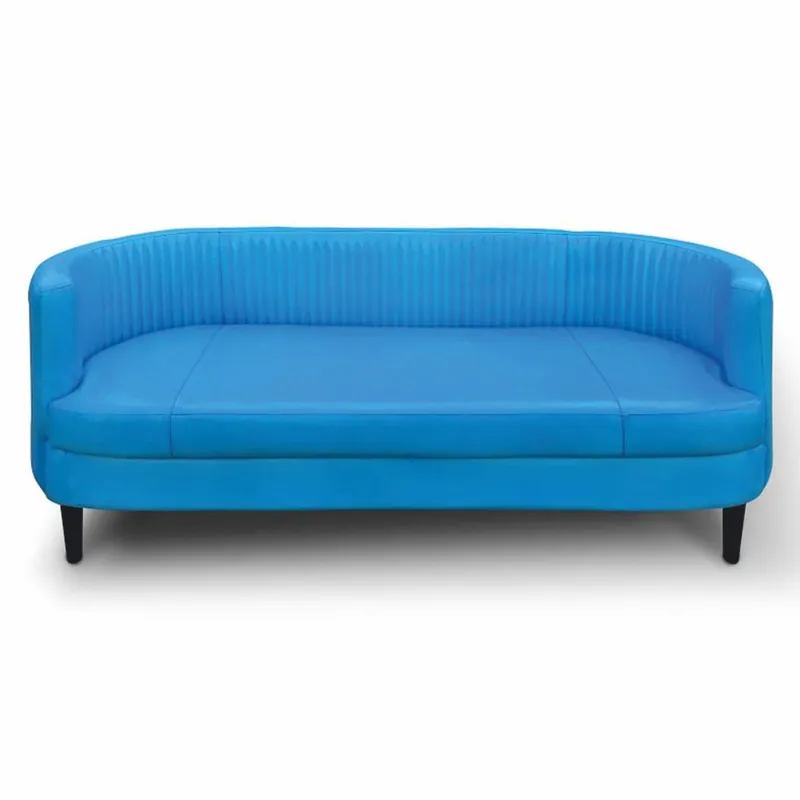 Casa Padrino Luxury Leather Sofa Blue / Black 180 cm - Genuine Leather Living Room Furniture Direktkauf