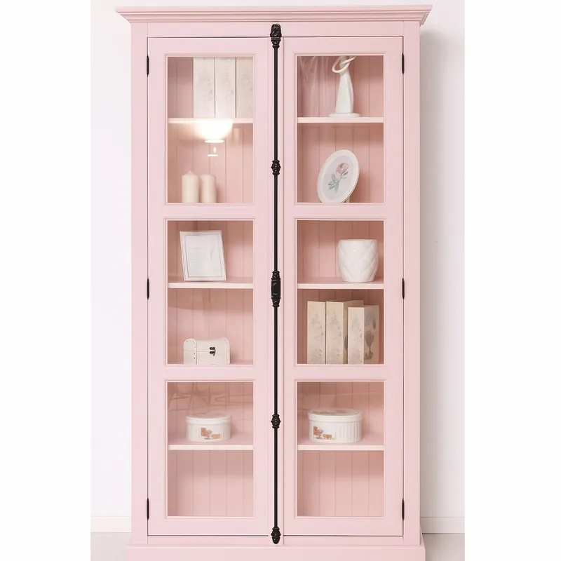 Casa Padrino Country Style Display Cabinet with 2 Glass Doors Pink H. 210 cm - Country Style Furniture Bestpreis