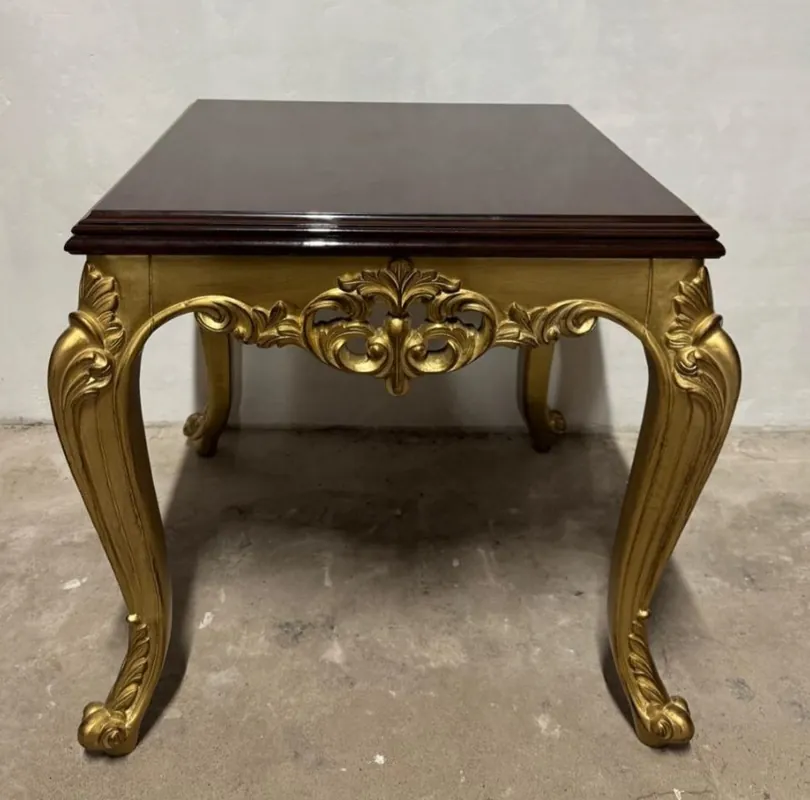 Luxury Baroque Side Table Dark Brown / Gold H. 60 cm - Baroque Style Furniture Echt