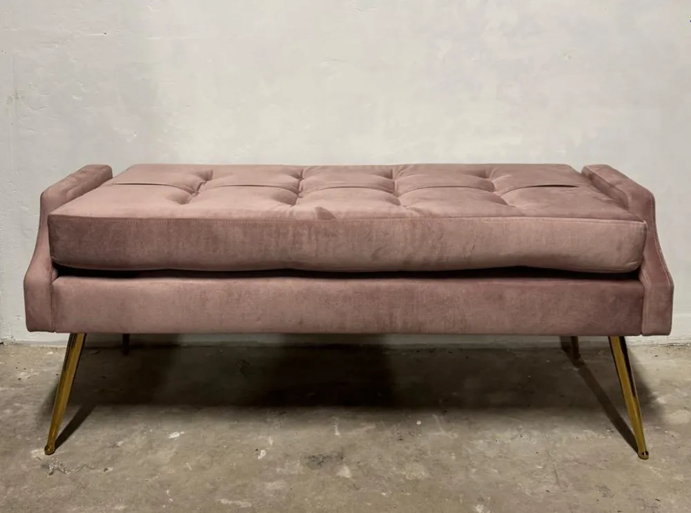 Garantierte Lieferung Casa Padrino Luxury Velvet Bench Pink / Gold 121.5 cm - Luxury Furniture