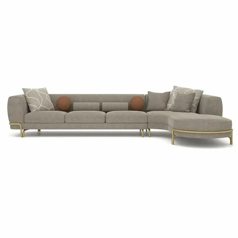 Casa Padrino Luxury Corner Sofa Gray / Brass 390 cm - Living Room & Hotel Furniture Preiswert