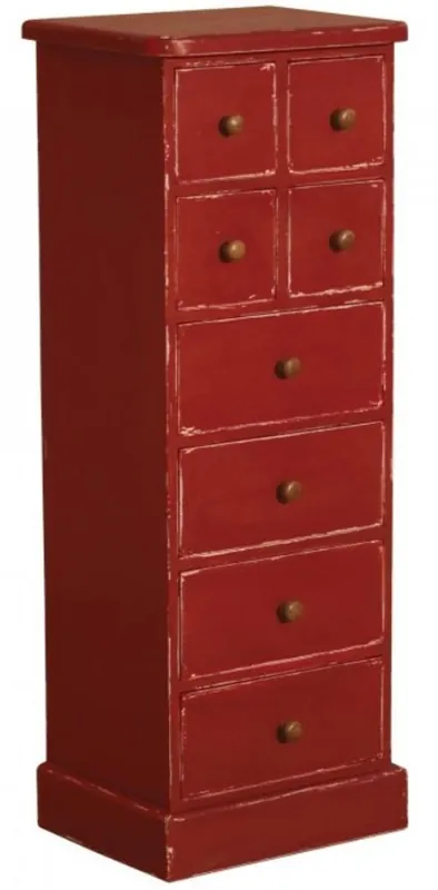 Heißes Angebot Casa Padrino Country Style Shabby Chic Solid Wood Chest of Drawers with 8 Drawers Antique Red H. 122 cm