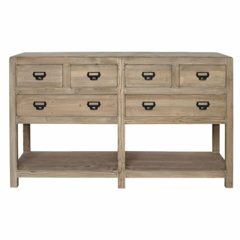 Günstig Casa Padrino Country Style Solid Wood Sideboard with 6 Drawers Natural 150 cm