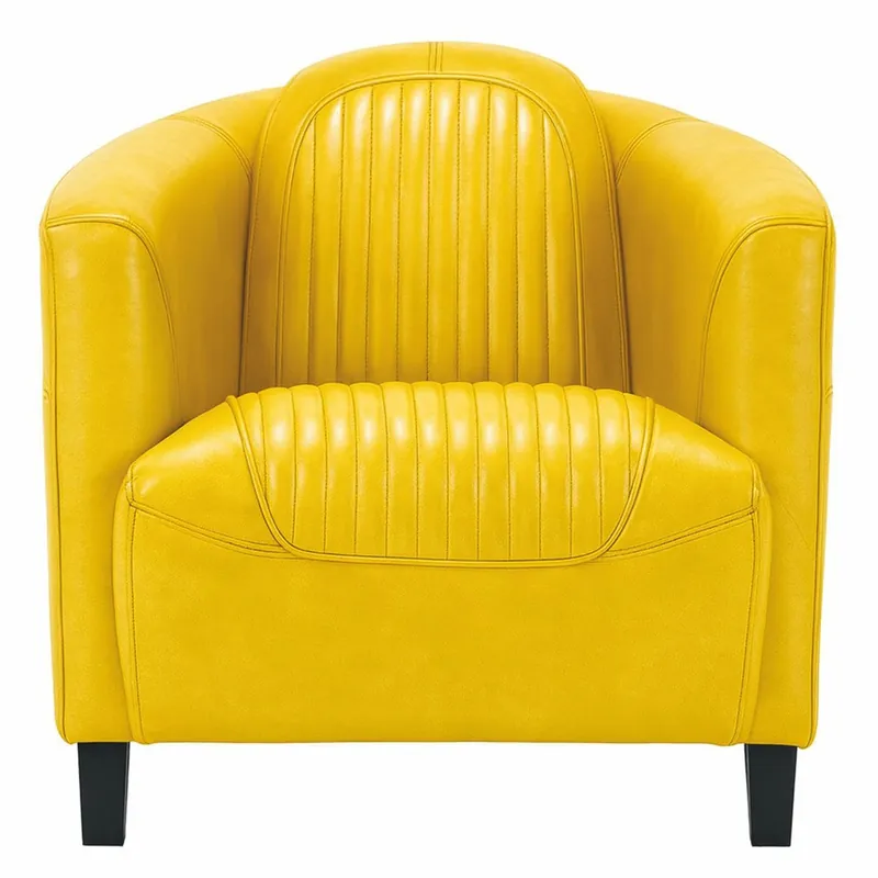 Neu Im Sortiment Casa Padrino Luxury Leather Armchair Yellow / Black - Genuine Leather Living Room Furniture