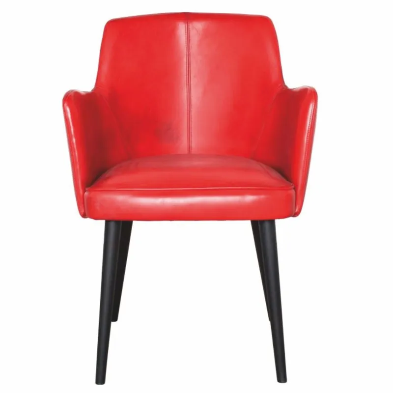 Jetzt Bestellen Casa Padrino luxury leather dining room chair with armrests red / black - Dining room furniture