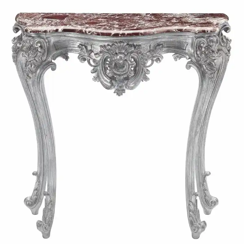 Super-Preis Casa Padrino Luxury Baroque Console Table with Marble Top Silver / Red 93 x H. 88 cm - Made in Italy