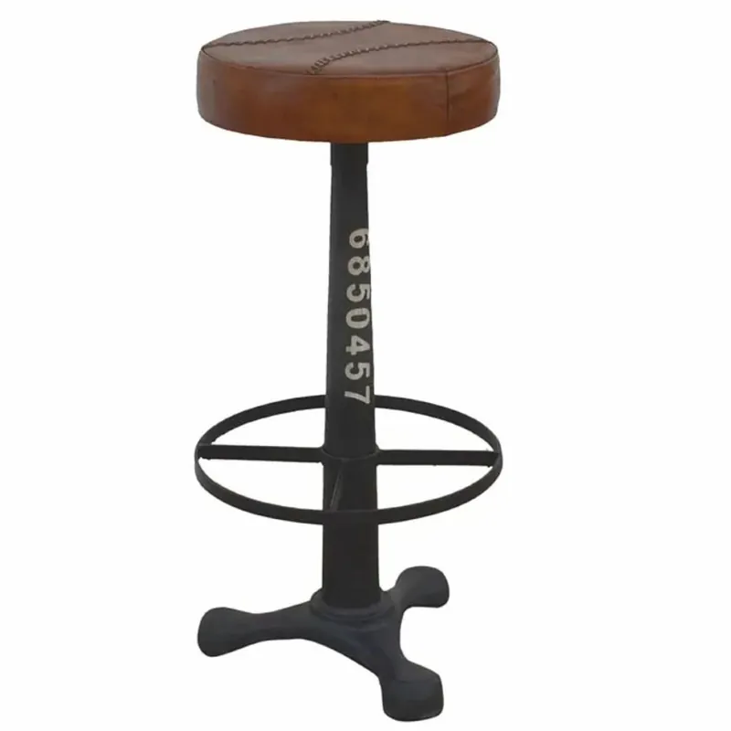 Sonderaktion Casa Padrino Industrial Style Stool Black / Brown H. 60 cm - Industrial Style Furniture