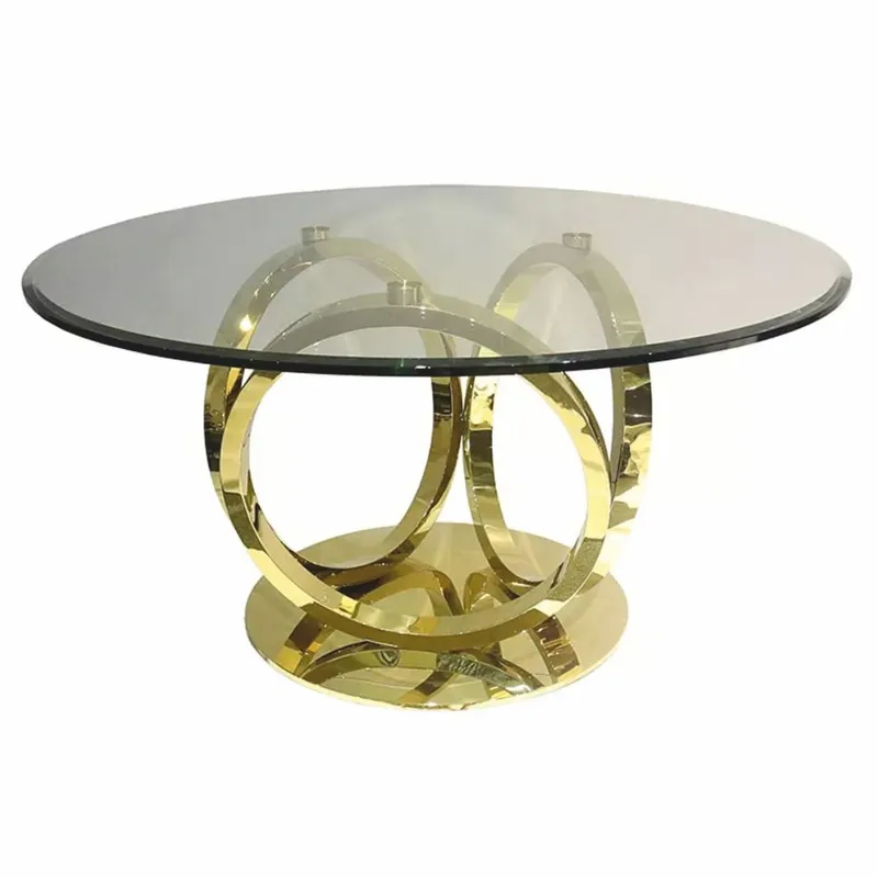 Online Kaufen Casa Padrino Designer Dining Table with Gold Glass Top Ø 150 cm - Dining Room Furniture