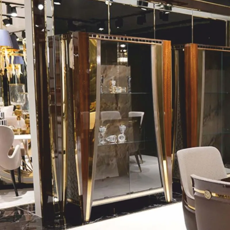 Casa Padrino Luxury Display Cabinet with 2 Glass Doors Brown / Gold 130 x H. 200 cm - Luxury Furniture Finale Aktion