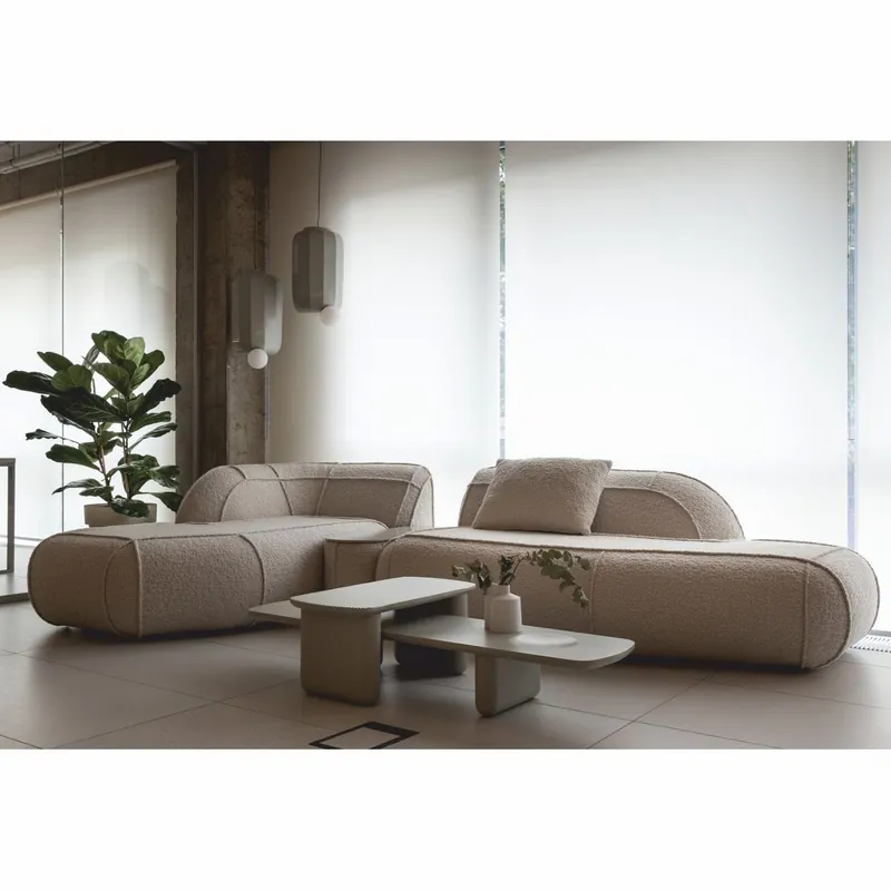 Casa Padrino Luxury Corner Sofa with Side Table Beige 332 cm - Modular Living Room Sofa Finale Aktion
