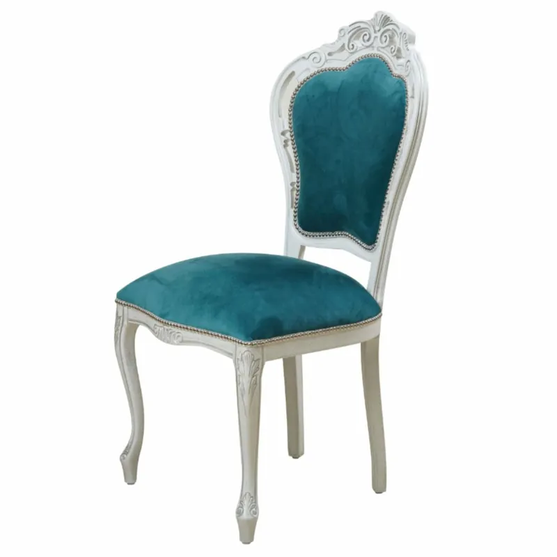 Billig Casa Padrino Luxury Baroque Dining Chair Turquoise / White H. 106.5 cm - Baroque Furniture