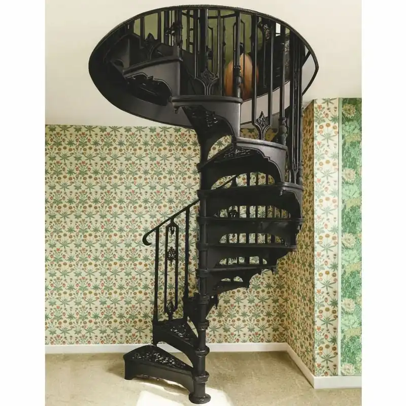 Casa Padrino Baroque Spiral Staircase with Railing Left Side Black H. 240 cm Markenware