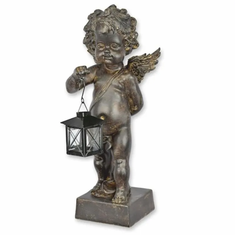 Neue Kollektion Casa Padrino Art Nouveau Decorative Sculpture Angel with Lantern H. 46.4 cm - Christmas Decoration