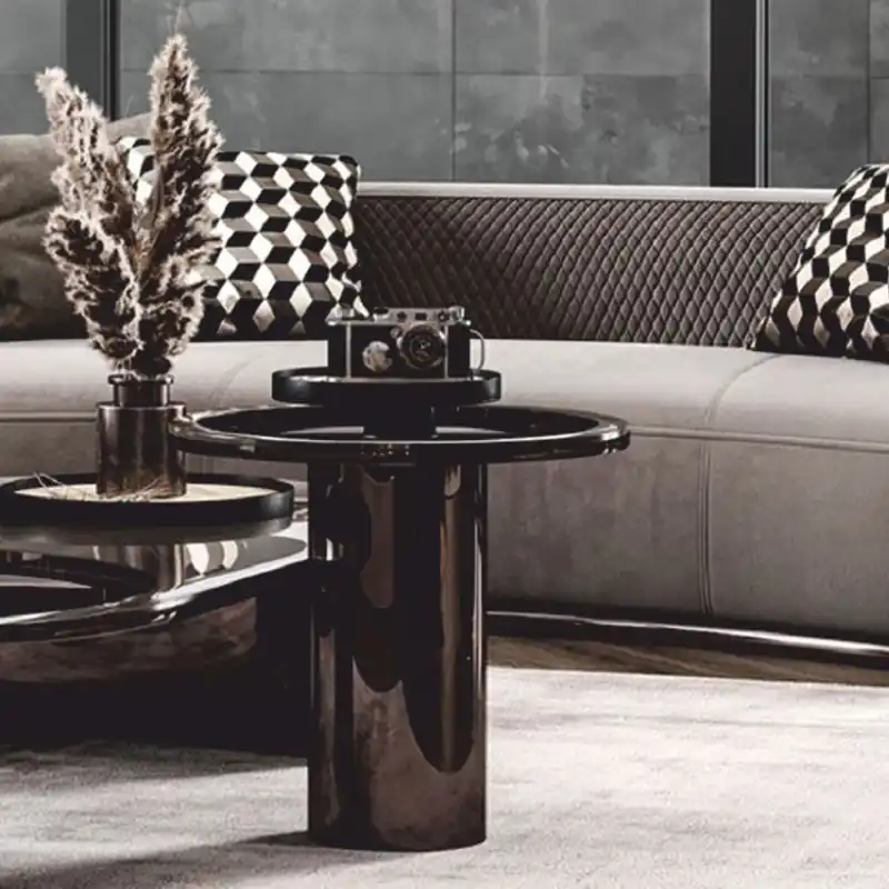 Casa Padrino Luxury Side Table with Glass Top Bronze / Gray H. 50 cm - Luxury Furniture Günstig