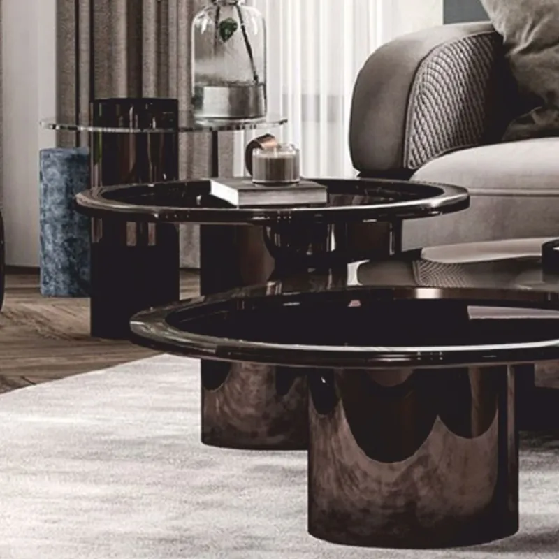 Casa Padrino Luxury Side Table with Glass Top Bronze / Gray H. 45 cm - Luxury Furniture Preis Gesenkt