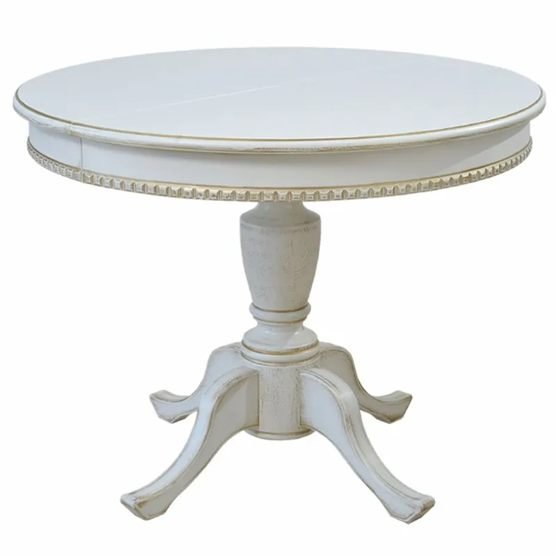 Casa Padrino Luxury Baroque Dining Table White / Gold 100-140 cm - Baroque Dining Room Furniture Direkt Vom Hersteller