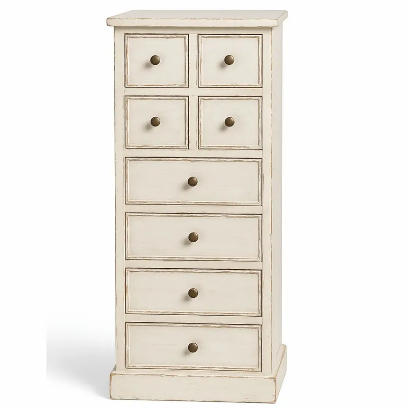 Casa Padrino Country Style Shabby Chic Solid Wood Chest of Drawers with 8 Drawers Antique White H. 122 cm Günstig