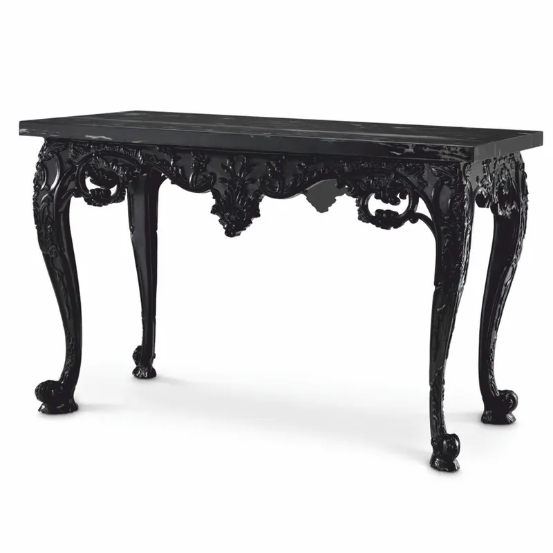 Casa Padrino Luxury Baroque Mahogany Console Table with Marble Top Black 128.5 cm Beliebt