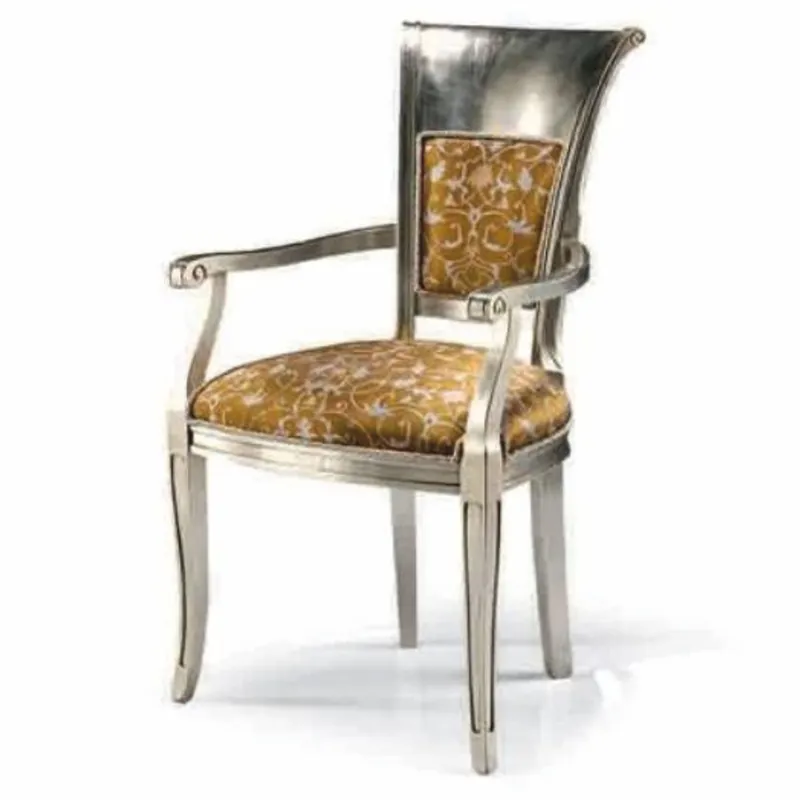 Casa Padrino Luxury Baroque Dining Room Chair with Armrests Silver / Brown H. 98 cm - Made in Italy Preiswert