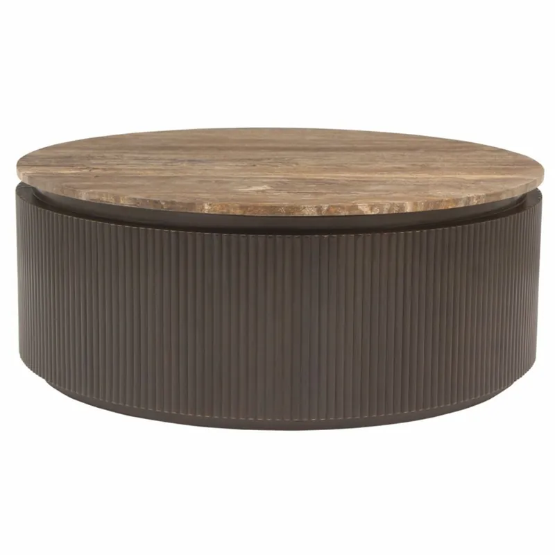 Mega-Angebot Casa Padrino Luxury Coffee Table with Travertine Tabletop Brown 90 cm - Living Room Furniture