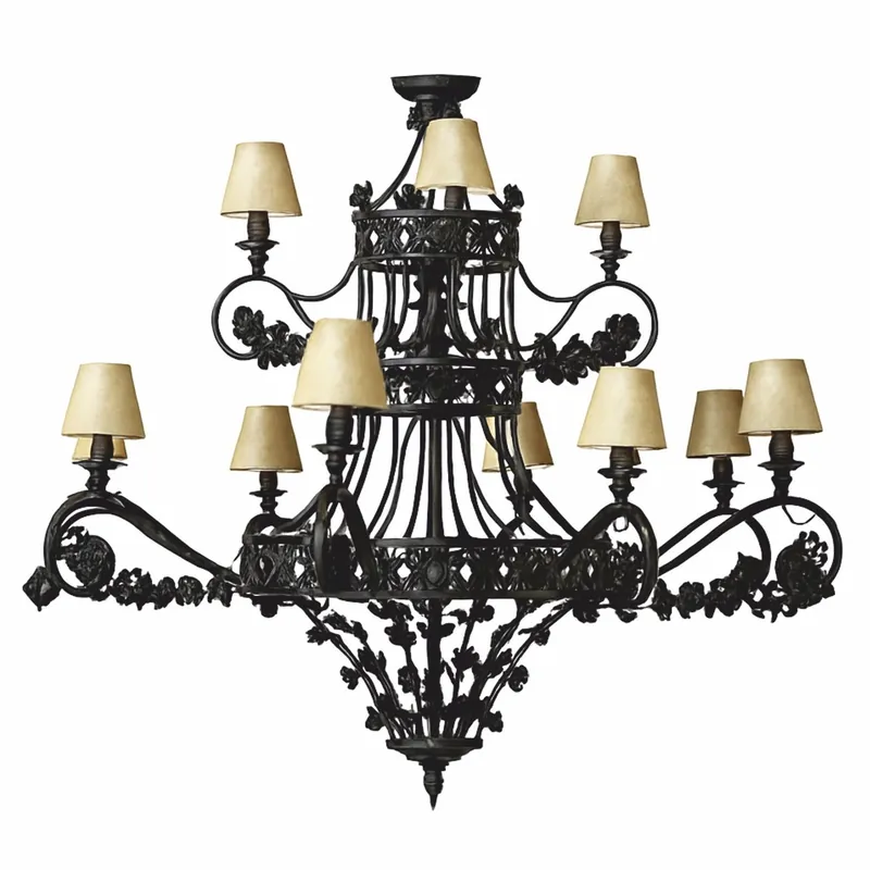 Casa Padrino Luxury Baroque Wrought Iron Chandelier Black / Beige Ø 100 x H. 100 cm Nur Für Kurze Zeit