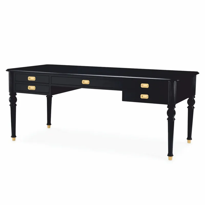 Solange Der Vorrat Reicht Casa Padrino Luxury Baroque Desk Black / Brass 185 cm - Baroque Office Furniture