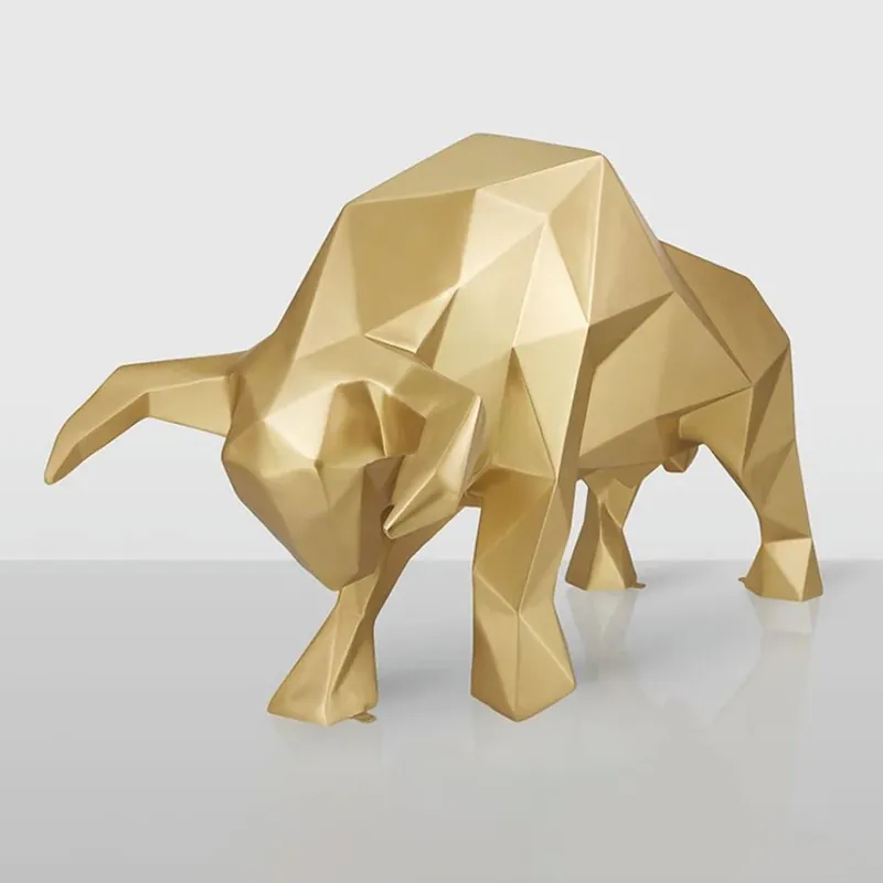 Preisknaller Casa Padrino XXL decorative sculpture bull gold 220 cm - Life size abstract garden decoration figure