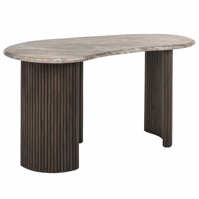 Casa Padrino Luxury Desk with Marble Top Beige / Dark Brown 150 cm - Office Furniture Letzte Chance