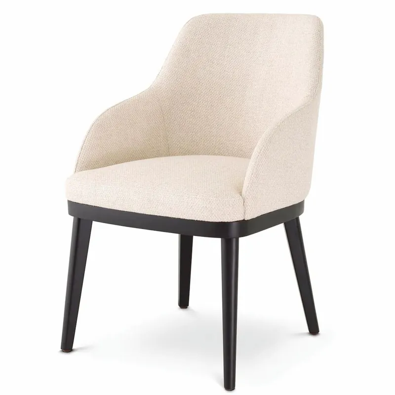 Casa Padrino Luxury Dining Chair with Armrests Natural / Black H. 79 cm Ausverkauf