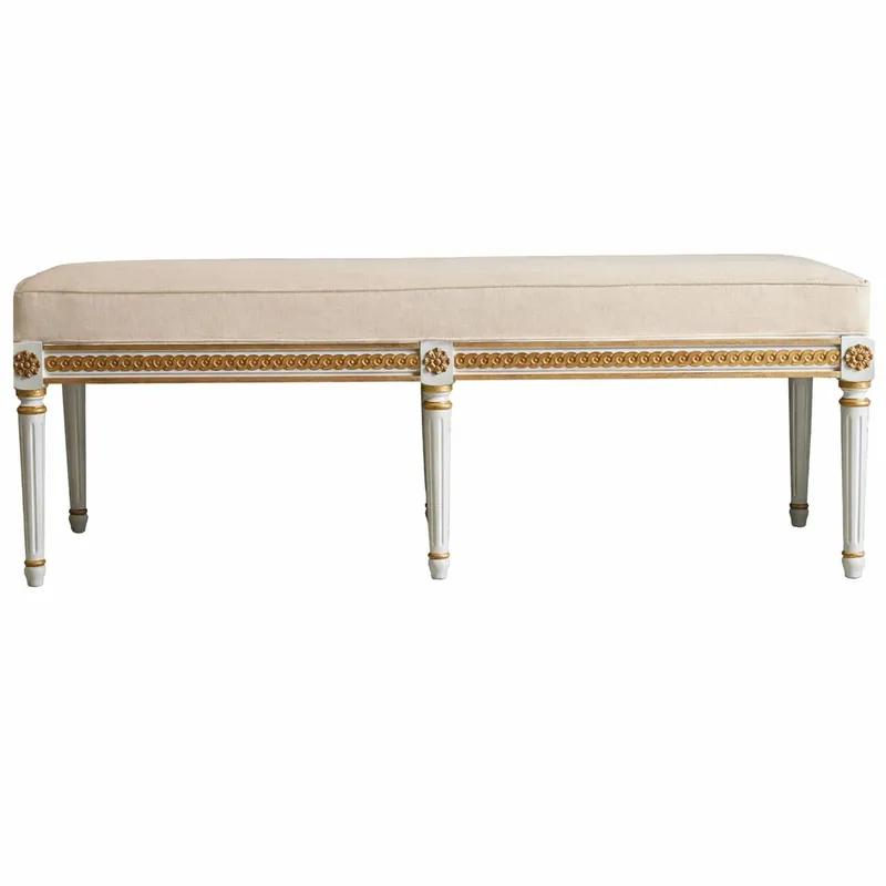 Knallerangebot Casa Padrino Luxury Baroque Bench Beige / White / Gold 153 cm - Made in Italy