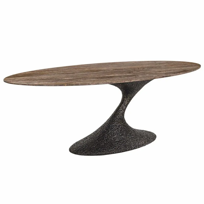 Casa Padrino Luxury Aluminum Dining Table with Travertine Tabletop Brown 235 cm Bestpreis
