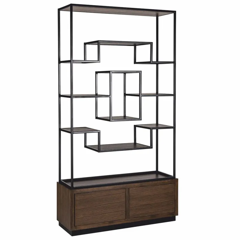 Casa Padrino Luxury Shelf Cabinet Dark Brown / Black 120 x H. 240 cm - Luxury Furniture Neu Im Sortiment