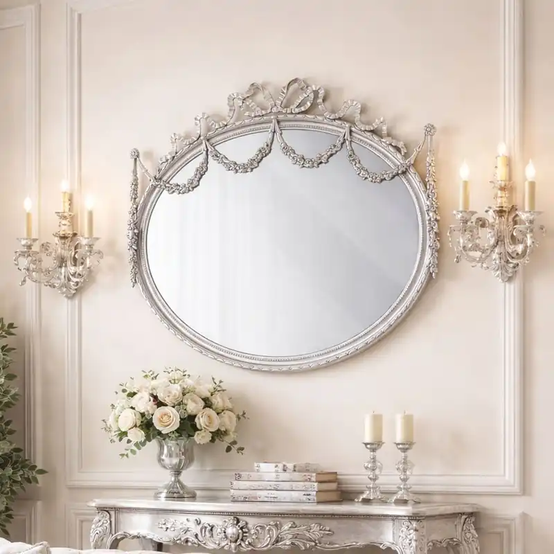 Top-Seller Casa Padrino luxury baroque solid wood mirror silver 103 cm - Made in Italy